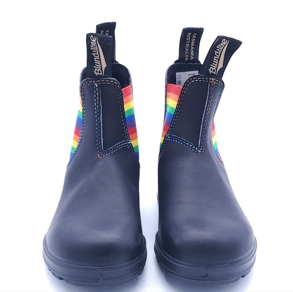 Blundstone Rainbow Pride Black Leather Chelsea Ankle Boots Womens 6 - Picture 5 of 13